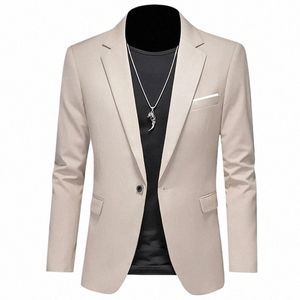 2023 Fi Nouveaux loisirs pour hommes Casual Boutique Busin Couleur unie Slim Fit Costume Blazers Veste Dr Coat v4mr #