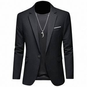 2023 Fi Nouveaux loisirs décontractés pour hommes Boutique Busin Couleur unie Slim Fit Costume Blazers Veste Dr Coat p55d #
