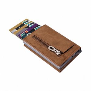 2023 Fi Smart Wallet Vintage PU Monederos de cuero Monederos de cierre magnético Titular de la tarjeta Casual Mey Bag RFID Tarjeta de bloqueo Monedero Z67M #