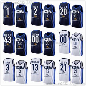 Maillots de basket-ball de la Coupe du monde FIBA de Corée 2023 3 SUGA 20 Guna RA 2 Hoon HEO 1 Junyong CHOI 43 Daesung LEE 21 Daeheon LEE 13 Ha Seung-Jin