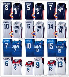 2023 camisetas de baloncesto estadounidenses Paolo Banchero Mikal Bridges Jalen Brunson Edwards Haliburton Austin Reaves Jaren Jackson Jr. Ingram Portis Kessler Hart