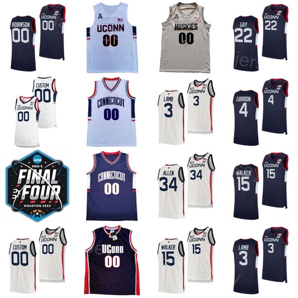 2023 Final Four College Basketball 3 Jeremy Lamb Jersey Connecticut UConn Huskies 22 Rudy Gay 32 Richard Hamilton 15 Kemba Walker 34 Ray Allen 4 Ben Gordon NCAA