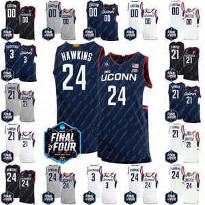 2023 Final Four UConn Huskies Jersey de basket-ball 24 Hawkins Adama Sanogo Joey Calnaterra Donovan Clingan Paige Bueckers Andre Jackson