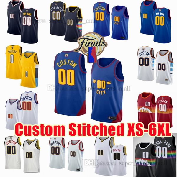 Patch de la finale 2023 Jokic Jamal Murray Maillots de basket-ball Aaron Gordon Christian Braun Peyton Watson Bruce Brown DeAndre Thomas Collin Maillot cousu sur mesure