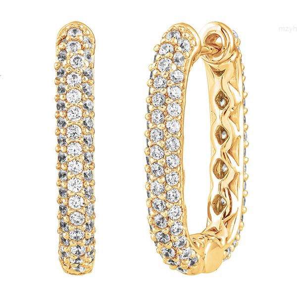2023 Bijoux fins ovales 14K 18K Diamant plaqué or 925 Épingles de sécurité en zircon cubique argenté
