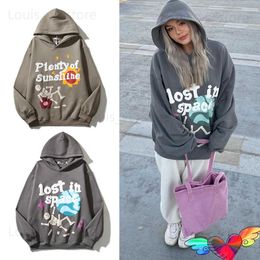 2023 Fleece Lost In Space Hoodie Hombres Mujeres Puff Print Plenty Of Sunshine Hoodie Graffiti Sudaderas High Street Pullovers T230806