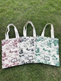 Bolsa de almacenamiento de Cavas florales, bolso informal personalizado para compras de viaje, con letras impresas, 2023