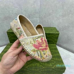 2023-Floral Espadrille Flats Fisherman Canvas Shoe Women's Designer Mocassins Slip on Summer Designers Ladies Flat Multiple Colors