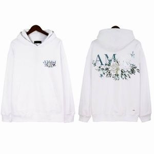 2023 Floral Hoodie Mens Hoodies Sweatshirts Designer For Men Hooded Print Hop Hop Women Pulvoer Long Manche Loose Jogger Femmes Top Vêtements blancs noir