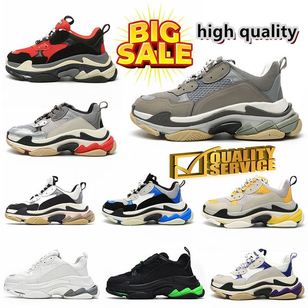 2024 Diseñador Hombres Mujeres Tenis Zapatos casuales Balencaigas Zapatos Plataforma Zapatillas de deporte Clear Sole Negro Blanco Gris Triple S Tamaño 36-44