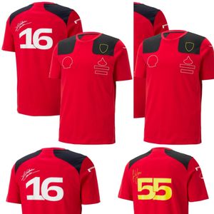 T-shirt de Formule 1 16 55 T-shirt de pilote de F1 Motorsport Team T-shirts rouges pour hommes T-shirt d'été à manches courtes pour les fans de course 2023