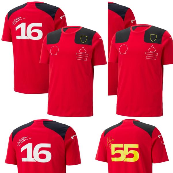 Camiseta de Fórmula 1 2023, camiseta de piloto de F1 16 55, camisetas rojas del equipo de deportes de motor, camiseta de verano de manga corta para fanáticos de las carreras, 2023
