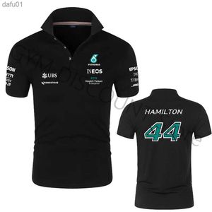 2023 Formula One Racer Número 44 Lewis Hamilton F1 Racing Fans Equipo de manga corta Hombres / Mujeres Polo Camiseta de gran tamaño L230520