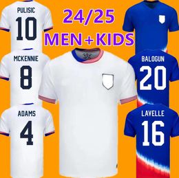 2024 Jerseys de fútbol de EE. UU. Copa America Woman Kids Kit 24 Versión de 25 jugadores Camisetas de fútbol Pulisic Smith Morgan Balogun Musah McKennie Adams Men 6656