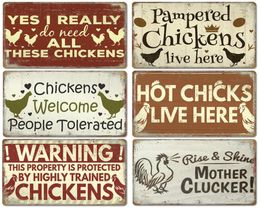 2023 Pouchlens drôles Signes en métal peinture en métal affiche vintage poubelle rooster œufs rétro plaque de plaque de plaque peinture pour la ferme extérieur8912756