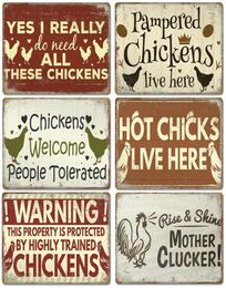 2023 Pouchles drôles Signes en métal peinture en métal affiche vintage des poules de coq œuf d'œufs de plaque de plaque rétro peinture pour la ferme extérieur4806453