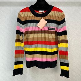 2023 FW Women Sweaters Knits Designer Tops met Letter Patroon Runway Merk Designer Crop Top Wol Multicolor Shirt High End Elasticity Pullover Outwear Knitwear