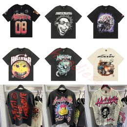 Hellstar Shirt Designer Chemises courtes Hommes Ras du cou Tops Hellstar t-shirt Rappeur Washed Grey Heavy Craft Unisexe T-shirts à manches courtes High Street Retro Hommes T-shirts en coton
