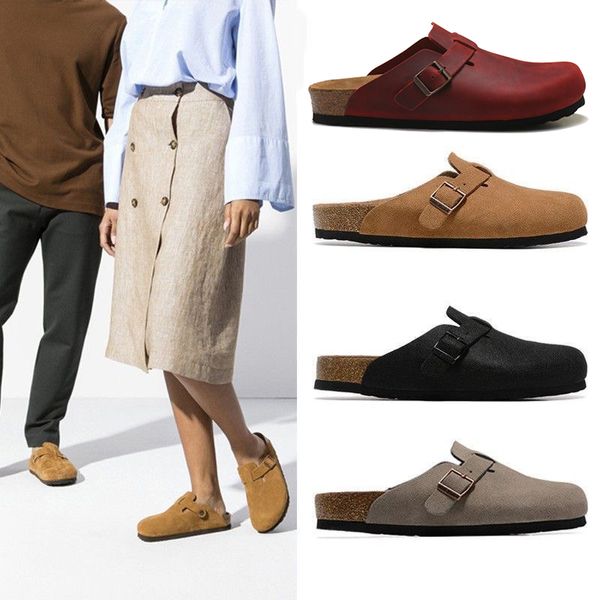 2023 Allemagne Arizona Designer Sandales Hommes Femmes Marron Microfibre Birko-Flor Curseurs Boston Mules Douces Semelle Intérieure Sabots Pantoufle Intérieur Flip Flop Pantoufles Chaussures