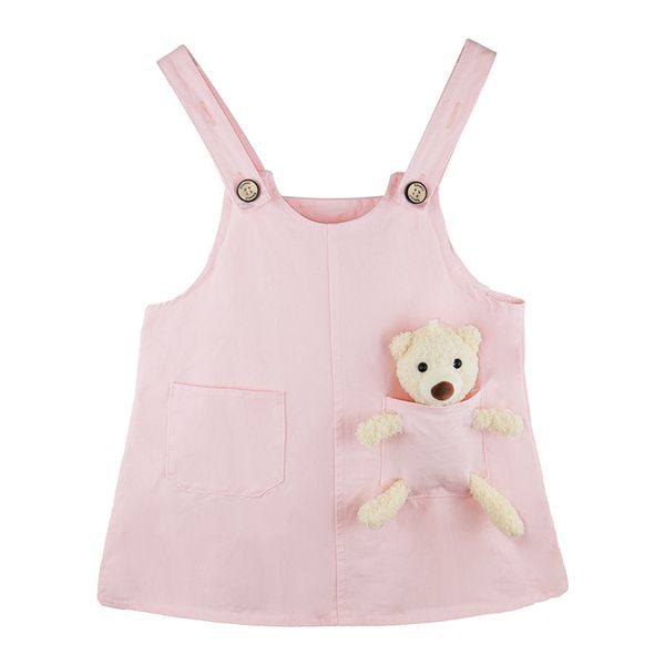 2023 Jupe à suspenser de la fille en denim avec en peluche ours d'été Vêtements enfants jupe rose pour filles jeans 2-10y