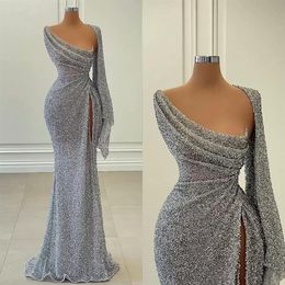 2023 Glitter Pailletten Sexy Avondjurken Vrouwen Formele Jurk Vestidos De Fiesta Side Slit Mermaid Avondjurken Abiye Gece Elbisesi2141