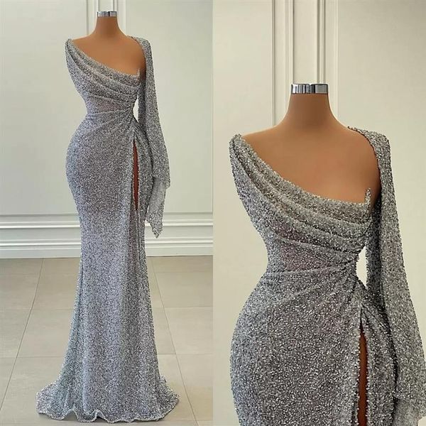 2023 Glitter Sequin Sexy Robes De Soirée Femmes Robe Formelle Vestidos De Fiesta Côté Fente Sirène Robes De Soirée Abiye Gece Elbisesi2141