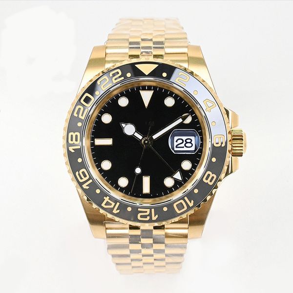 2023 GMT Designer Men's Luxury Premium Watch Reloj de 40 mm Reloj con movimiento dorado Zafiro Acero inoxidable 2813 Reloj deportivo mecánico con u1 Super Factory Montre De Luxe