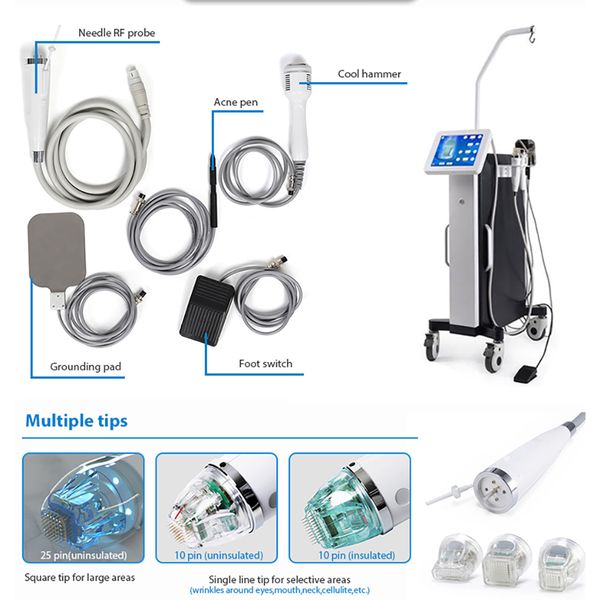 2023 Gold RF Micro-aguja Estiramiento de la piel Estiramiento facial Tratamiento del acné Eliminación de cicatrices Microneedle Eliminar estrías Máquina de radiofrecuencia para equipos de belleza