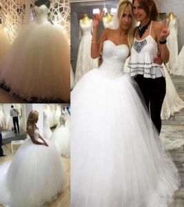 2023 Magnifique robe de mariée robe de mariée robe de mariée perlée longueur de plancher chérie décolleté tulle sur mesure plus taille robes de novia 401 401