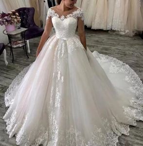 2023 robes de mariée magnifiques robe de mariée en dentelle Applique une ligne manches longues encolure dégagée grande taille sur mesure robe de novia