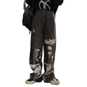 Jean Baggy gothique pour femmes, Punk Hippie, Streetwear imprimé Y2K, pantalon à jambes larges, Harajuku Grunge, pantalon en Denim Vintage des années 90, 2023