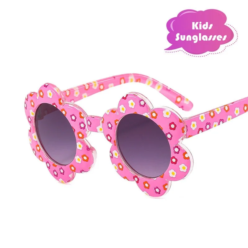 2023 Gradient Lens Children's Flower Sunglasses Kids Girls Cute Baby Eyeglasses Round Floral Print Eyewear Child Daisy Glasses