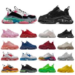 2023 Opa Freizeitschuhe Papa Schuhe Herren Sneakers Trainer Clear Bubble Bottom Schwarz Rot Alter Opa 2022 Neue Männer Frauen 17Fw Triple S Chaussures 36-45