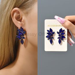 2023 boucles d'oreilles en piercing en strass vertes pour femmes luxe vintage ailes géométriques pendenties élégants bijoux joelry en gros