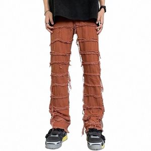 2023 Grunge Vêtements Y2K Streetwear Empilé Slim Jeans Pantalon évasé Hommes Noir Hip Hop Droite Femmes Lg Pantalon Pantal Homme A6C3 #