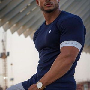 T-shirt à manches courtes pour hommes, décontracté, Slim, Fiess, musculation, entraînement, vêtements d'été, 2023