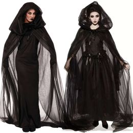 Disfraz de Halloween para mujer, disfraz de novia fantasma, bruja Sexy, disfraz de vampiro, vestido de juego, capa de terror, 2023