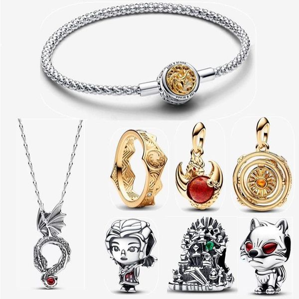 2023 Halloween Nuevas pulseras de diseño para mujeres Joyería DIY Fit Pulsera Pendiente Anillo de oro Juego Dragones Collar de encanto de cristal f lpbf