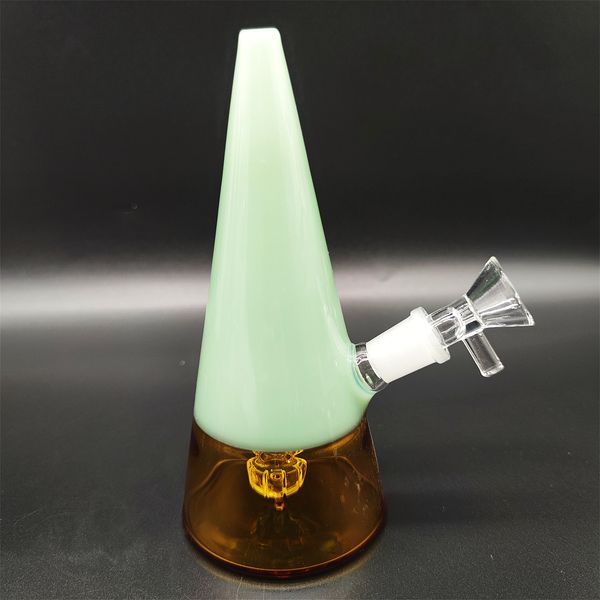 2023 Heady Bong Bongs de vidrio Mini Cute Girly Bong Cream Green Multicolor 14.4mm Male Joint Handmade Bubbler Water pipe