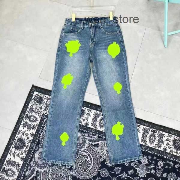 2023 Heart Print Designer Hommes Jeans Cross-skin Washed Jean Chromeheart avec taille haute Hommes Lovers Chromees Processus de retravail en vrac Chrome Oauy 10 ZFL5