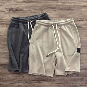 2023 Shorts en tricot lourd coton rétro japonais faire vieille taille élastique paresseuse sport en pierre décontractée cinquième pantalon pour hommes