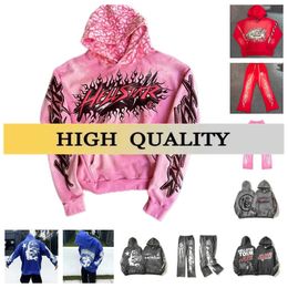 2023 hellstar hoodie designer hoodie grafisch trainingspak kleding hipster gewassen stof Straatgraffiti Belettering folieprint Vintage Los trainingspak c8