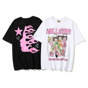 2023 Hellstar Studios Tendance Hip-Hop Manches Courtes Homme Femmes T-shirts Unisexe Coton Tops Hommes Vintage T-shirts D'été Lâche Tee Rock MQT3
