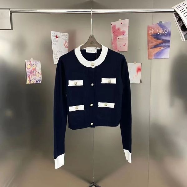 2023 Suéter de alta gama para mujer, traje de figura, reloj de mujer, suéter de diseñador, chaqueta de cachemira de manga larga jacquard con solapa para mujer