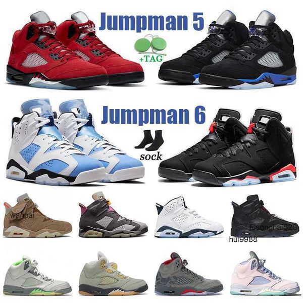 2023 Haute qualité 5 5s Basketball Chaussures Bordeaux 6s Britannique Kaki Hommes Baskets Jumpman 6 UNC Pâques Camo Racer Bleu Vert Haricot Jade Horizon FemmesJORDON JORDAB