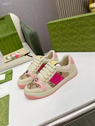 2023 de haute qualité une petite chaussures sales designer décontractés de chaussures décontractées baskets de planche pour hommes sneakers classiques rose bleu stripe basse chaussures en cuir en cuir réel