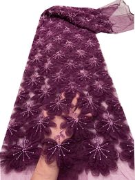 2023 Hoge Kwaliteit Afrikaanse Franse Borduurkant Luxe Bloemen Bruidsjurk 5 Yards Mesh Materiaal Naaien Ambacht Nigeriaanse Net Kleding Feest banket Kostuums KY-3049