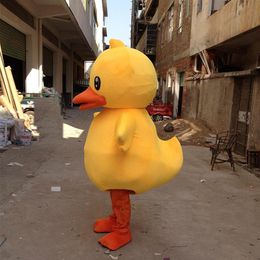 2023 Hoge kwaliteit Giant Rubber Duck Mascot Kostuum Volwassen Grootte Anime Kleding Party Make Delivery248E aangepast