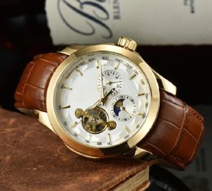 2023 hoogwaardige luxe herenhorloges Vijf-naalds werkende serie Groot vliegwiel Automatisch mechanisch horloge Mode Top luxe merk Horloges Leren riem