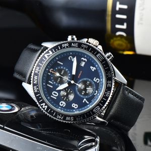 2023 hoge kwaliteit Heren Luxe Horloges zes steken serie Alle wijzerplaten werken Mens quartz Horloge Japan Top Luxe merk Lederen riem klok chronograaf Mode Ronde vorm